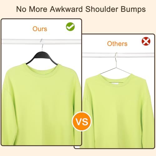TOPIA HANGER Slim Wooden Hangers with Extra Soft Non-Slip Rubber Grips, 30-Pack High-Grade Fashion Hanger No Shoulder Bump for Sweater, Camisole, Jacket, Dress, Coat (Black)-CT15B30
