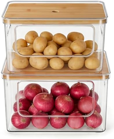 Hudgan Potato and Onion Storage Bin for Pantry Organizer, Veggie Container