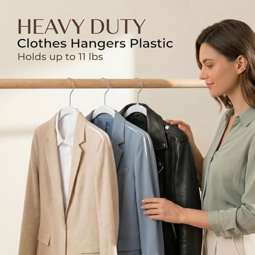 SMARTOR Plastic Hangers 100 Pack - Thin Hangers for Space Saving - White