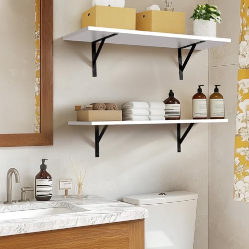 Tectocker-DOU 31.5" Long Floating Book Shelves for Wall, Heavy Duty, White
