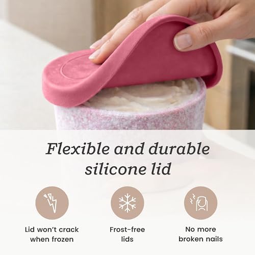 StarPack Freeze The Day Homemade Ice Cream Containers (2-Pack, 1 Quart) - Airtight Silicone Lids, BPA-Free Reusable Polypropylene Freezer Containers with Dry Erase Pen and Labels, Sage Green and Pink