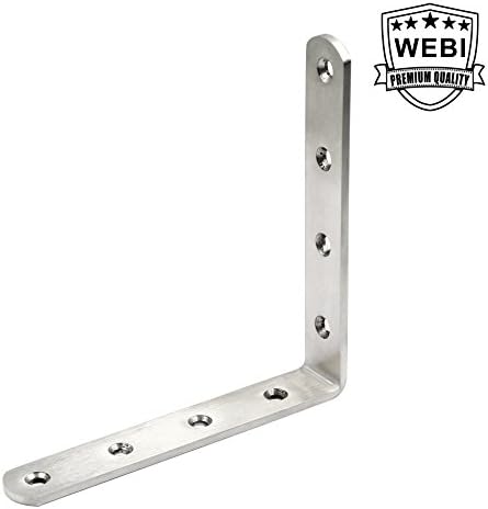 WEBI L Brackets Corner Bracket,90 Degree Stainless Steel Corner Brace- 8 Packs 4 mm Thick 6" X 6",Heavy Duty Shelf Brack