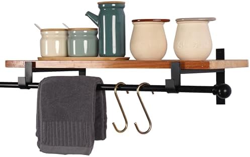 AddGrace Closet Rod Bracket Heavy Duty Shelf Brackets Black 6 Inch 4 Pack