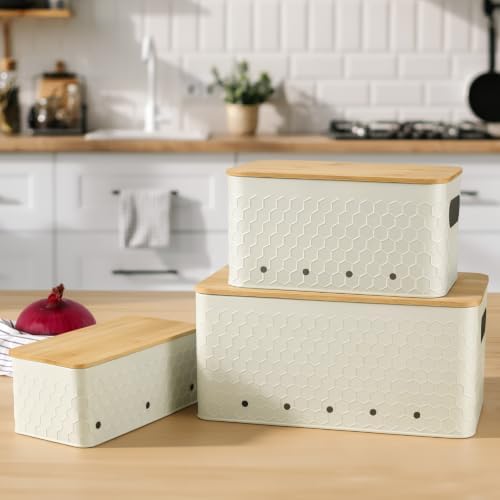 Kitchen Vegetable Storage Set of 3, Metal Onion Garlic Potato Storage Set, Kitchen Canisters Vegetable Keeper Containers