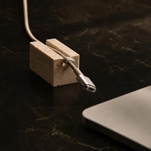 Travertine Cord Holder-Cable Organizer for Desktop, Nightstand