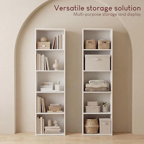 Vida Designs Oxford 5 Tier Cube Bookcase White Wooden Shelf Unit for Office Living Room Furniture