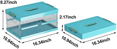 Apsan Collapsible Storage Bins with Lids, Stackable Clear Latch Storage Box with Handle, Folding Plastic Containers, 22Q