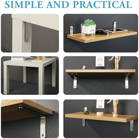 Alise 12Pcs Floating Shelf Brackets, 5x3in Heavy Duty L Bracket for Shelves