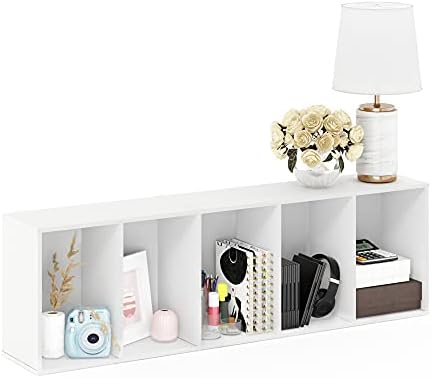 Furinno LUDER Book Shelf, 5-Tier Bookshelf, Bookcase with Open Shelves, 9.4 x 15.8 x 52, Easy Assembly, for Living Room,