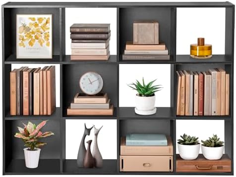 ZenStyle 12 Cube Storage Shelf Organizer Bookshelf with Open Back Closet Cabinet, DIY Plastic Modular Book Shelf for Org