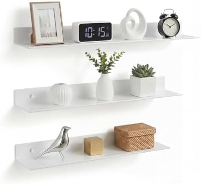 Z metnal 20“ Metal Floating Shelves with Lip, 2 Pcs, White, Wall Decor