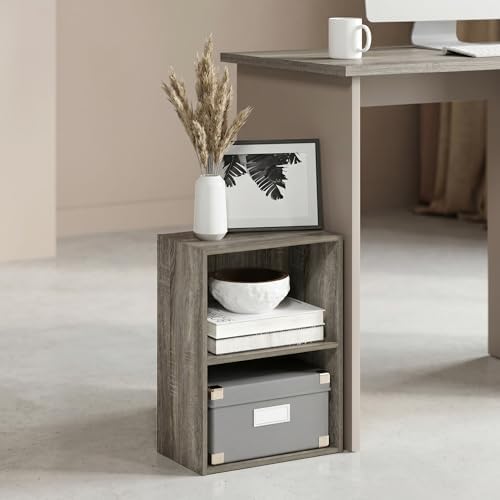 2-Tier Bookshelf, Cube Bookcase, Book Shelf, Cube Storage Organizer with Open Shelf, 9 x 16 x 21, for Home Office, Livin