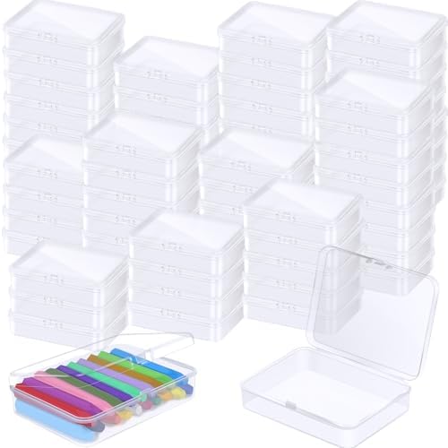 64 Pcs Plastic Crayon Box Bulk Clear Crayons Holder with Lid Crayon Organizer Case Crayon Storage Containers for Student