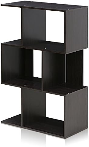Furinno SIMPLY Book Shelf, 3-Tier Geometric Bookshelf, S-Shape Bookcase with Open Shelf, 11.8" x 23.6" x 37.3", for Orga
