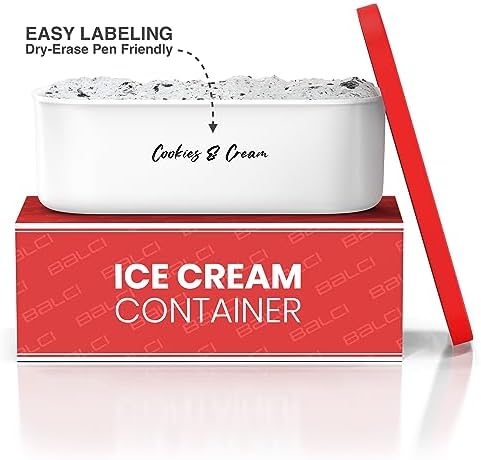 BALCI 2 Quart Ice Cream Container - Freezer Tub (Red)