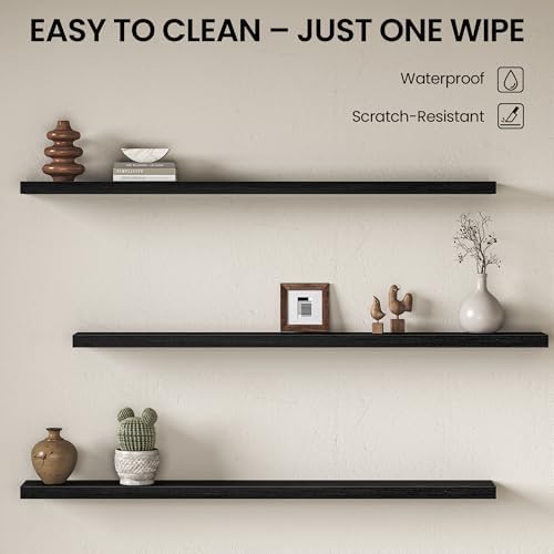 Fun Memories Floating Shelves for Wall 72 Inch, Set of 2 – Wall-Mounted Storage & Display Shelf with Invisible Bracket, 