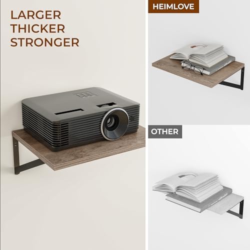 Heimlove 16W x 12D Deep Floating Shelves Set of 3 Grey