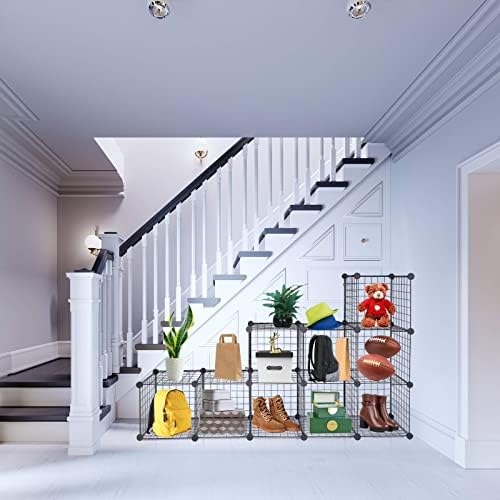 Wire Cube Storage Organizer, Metal Storage Shelves Bookshelf, Stackable Modular Closet Organizer for Bedroom Living Room
