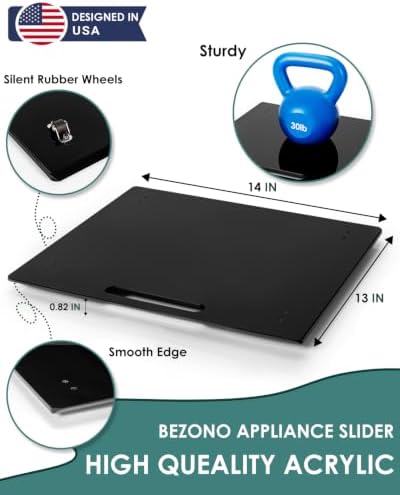 Appliance Slider – Sliding Tray for Coffee Maker, black Acrylic 13 x 14 In