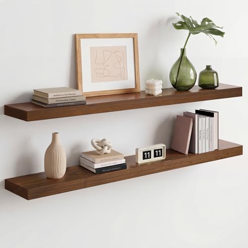 Homeforia 36 Inch Floating Shelves, High-End Solid Pine Wood, Set of 2
