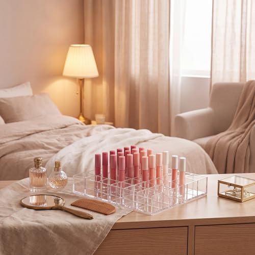 Mumufy Lipstick Holder Clear Acrylic Makeup Organizer Display, 36 Slot
