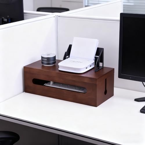 Cable Management Box, Solid Wood Cord Hider, Large Wire Organizer