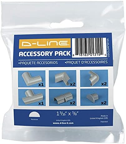 D-Line Medium Cable Raceway Accessory Pack, Join 1.18in x 0.59in Cord Cover Lengths, 10 Accessories Included, Hide Cords