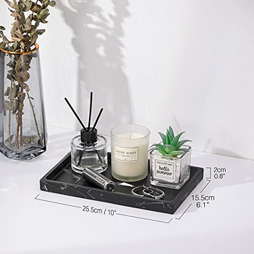 Luxspire Resin Bathroom Vanity Tray for Countertop Organizer, M, Ink Black