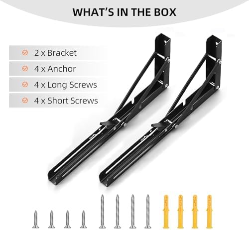 Folding Shelf Brackets 20 inch Foldable Shelf Bracket Heavy Duty Collapsible Shelf Brackets DIY Wall Mounted Fold Down T