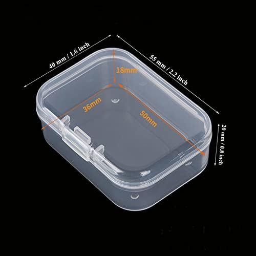 LJY 100 Clear Rectangular Plastic Boxes, 55 x 40 x 20 mm for Jewelry