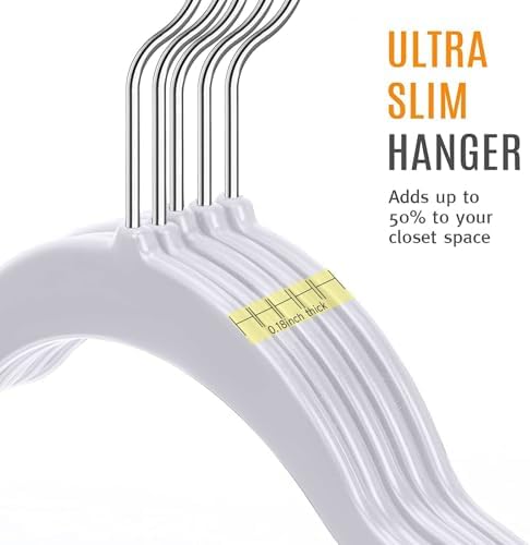 TIMMY 50 Pack Plastic Clothes Hangers, 17.7 in, Gray, Non-Slip, Heavy Duty