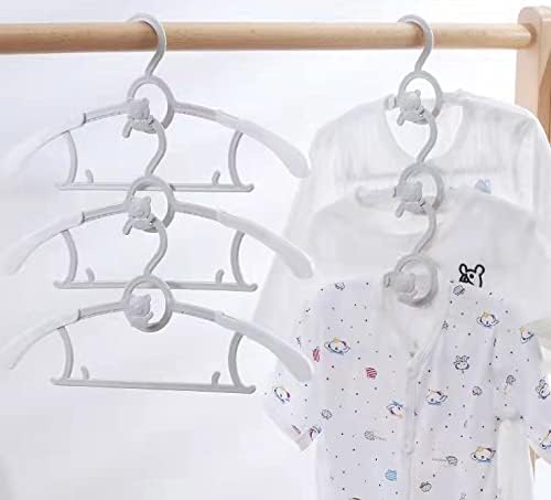 Baby Clothes Hangers 20 Pack, Plastic Kids Hangers Space Saving for Closet | Grey Hanger for Toddler Girl Boy Lightweight Anti-Slip Cascading Adjustable Children Infant Hangers Ganchos para Ropa de Bebe