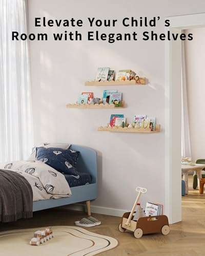 G&W Gruwald Nursery Book Shelves, Set of 3, Nursery Decor for Baby and Toddler, Scalloped Shelves, Book Shelf for Kids R