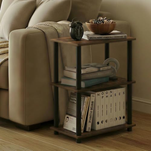 Furinno Turn-N-Tube Storage Shelves, 3-Tier Open Frame Book Shelf, Standing Corner Shelf, Toolless Open Shelves, for Org