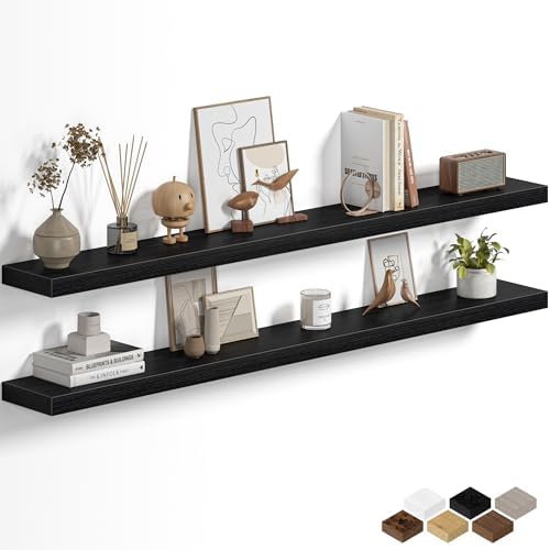 Fun Memories Floating Shelves for Wall 55 Inch, Set of 2 – Wall-Mounted Storage & Display Shelf with Invisible Bracket, 