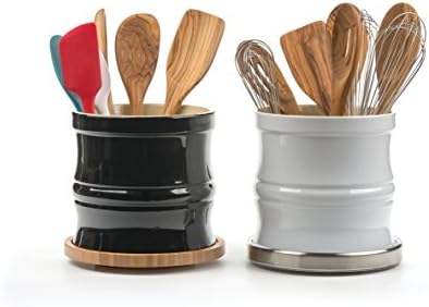 RSVP International Tool Crock Turntable Lazy Susan, Bamboo, 8.25" | Handy in Cabinets or on Counters | Rotating Base wit