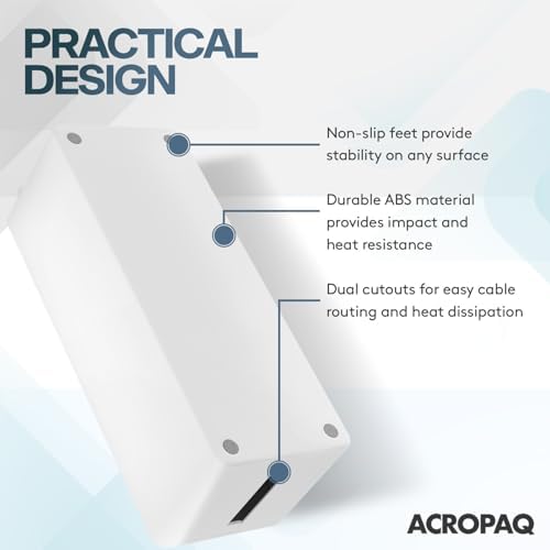 ACROPAQ Cable tidy box - Keep your cable tidy, Large (41 x 13 x 16 cm), Waterproof, Non-slip - Cable management box, Cab