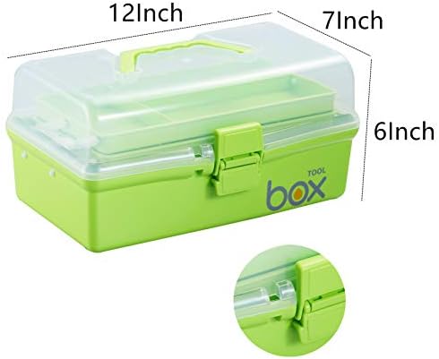 Kinsorcai 12'' Three-Layer Clear Plastic Storage Box/Tool Box, Multipurpose Organizer and Portable Handled Storage Case 