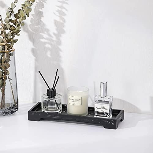 Luxspire Marble Tray for Soap Dispenser Perfume Jewelry, S, Ink Black