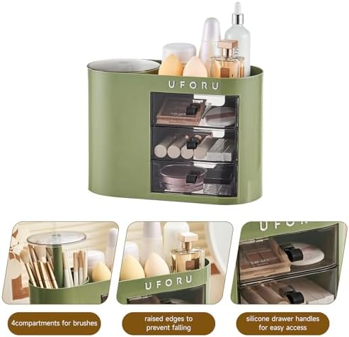 UFORU Makeup Organizer Countertop with Pop-Up Brush Holder for Vanity