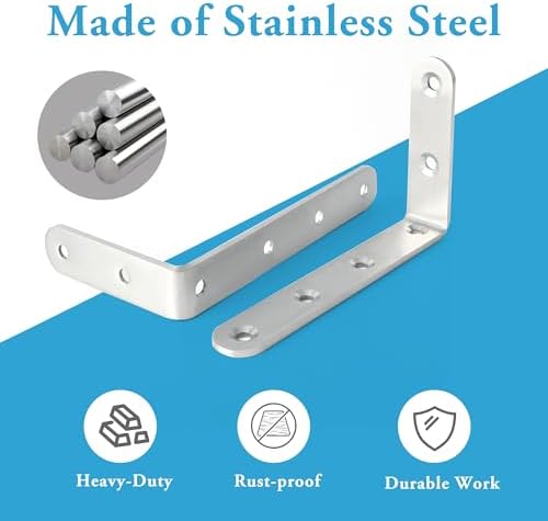 Alise 12Pcs Floating Shelf Brackets, 5x3in Heavy Duty L Bracket for Shelves
