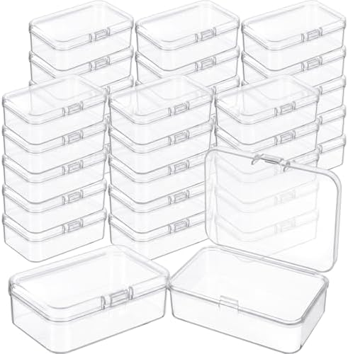 Jetec 30 Pieces Small Clear Plastic Storage Box, 3.3 x 2.1 x 1 Inch