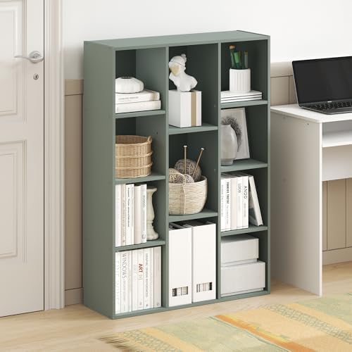 Furinno LUDER Book Shelf, 11-Cube Bookshelf, Reversible Bookcase, 9.4 x 29.1 x 41.7, Easy Assembly, for Living Room, Bed