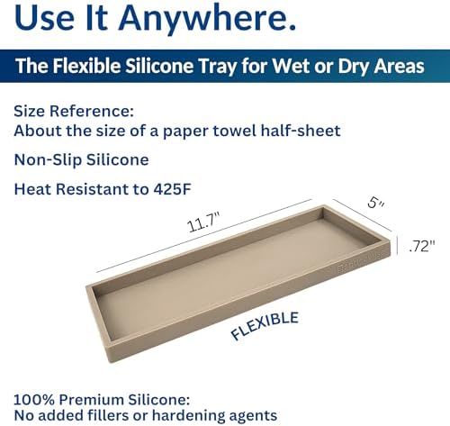 Spacewiser Silicone Countertop & Vanity Tray – 11.7” Bathroom Counter Tray