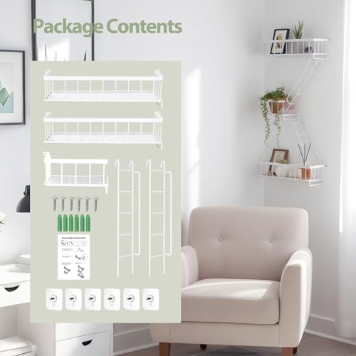 SweetSage Fire Escape Wall Shelf White - Modern New York City Wall Decorative Display Ladder Floating Shelves for Bedroo