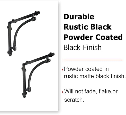 NACH Decorative Shelf Brackets, 2 Pack of 7 x 1.5 x 7 inch Black Cast Iron Shelf Brackets - Decorative Brackets for Moun