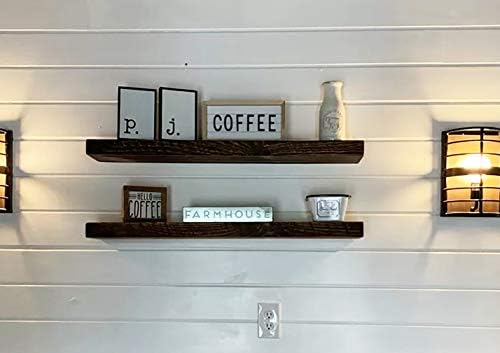joelsantiques x2 30 inch Wooden Floating Shelves for Wall - 30x6x2 in, High End Solid Natural Wood, Heavy Duty Bracket, 