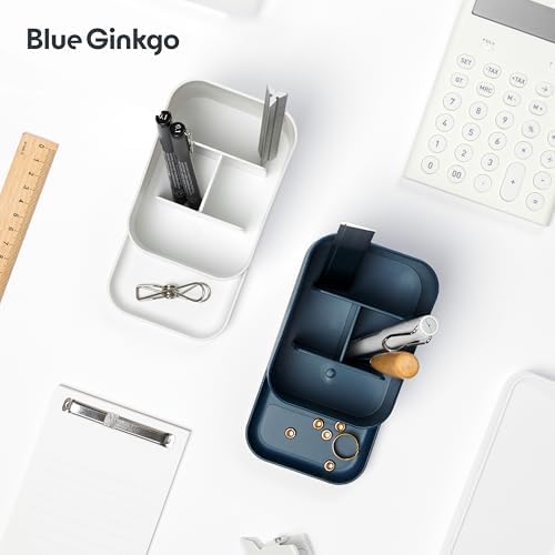 BLUE GINKGO Pen Holder, Desk Organizer, Blue, Made in Korea
