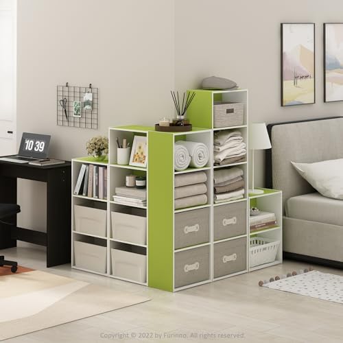 Furinno LUDER 3-Tier Book Shelf, Open Shelves Bookshelf, Green/White
