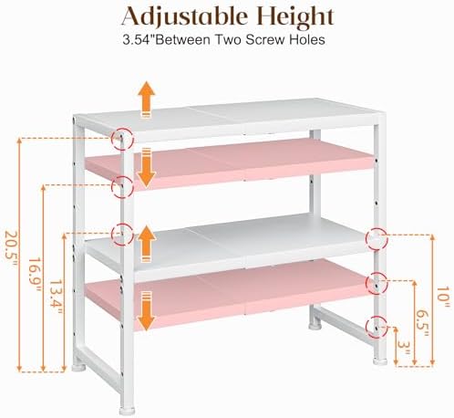 2-Tier Expandable Kitchen Storage Shelf,150LBS Heavy Duty Metal Shelving Units For Small Appliance,Adjustable Pots and P